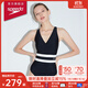 速比濤（Speedo）泳衣女噪點(diǎn)系列抗氯顯瘦復古寬腰帶ins風(fēng)休閑溫泉度假連體泳衣 黑色/白色 M (高158-165cm,重50-57kg)