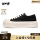共跡gongji【范丞丞同款】秋季方頭鞋子女厚底鞋女鞋休閑鞋厚底帆布鞋男板鞋 森林黑 【張藝興同款] 偏大一碼 36 （233mm）