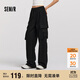 森馬（Semir）休閑褲女冬加絨寬松拖地闊腿褲拽姐松弛感炸街工裝褲101724127018