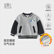 宜爽兒兒童外套春秋冬季寶寶加絨棒球服嬰兒外出加厚棉服 灰色   100   