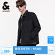 杰克·瓊斯（JACK&JONES）男裝衣服秋冬燈芯絨拼接輕薄羽絨服男短款?yuàn)A克襯衫式外套男士保暖 E40 黑色 XL 185