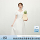 范思藍(lán)恩少女感泡泡袖通勤純色連衣裙2025夏新款V領(lǐng)顯瘦裙子2151 白色 M