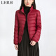 LHRH輕奢高檔品牌 羽絨服女新款輕薄鴨絨排骨羽絨服純色保暖短款外套 酒紅色（立領(lǐng)） 3XL 建議135-150斤