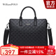 WILLIAMPOLO真皮商務(wù)公文包男士手提包大容量奢侈頭層牛皮辦公律師文件包男包 黑色印花（37.2*27cm） 16英寸