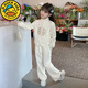 G.DUCKKIDS女童春秋款國風(fēng)套裝2025新品洋氣小女孩秋季兩件套兒童秋裝運動(dòng)服 米色 120 cm