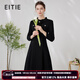 愛(ài)特愛(ài)（EITIE） 優(yōu)雅時(shí)尚荷葉領(lǐng)收腰a字小香風(fēng)連衣裙春秋新款女A2407309 極簡(jiǎn)黑20 XL 170