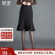 她池荷葉邊不規則半身裙女2025秋裝新款高腰顯瘦包臀魚(yú)尾裙