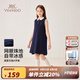 英氏（YEEHOO）女童連衣裙兒童裙子夏季時尚學(xué)院風(fēng)背心裙夏裝新款百搭中大童裝 盛夏學(xué)院深藍(lán) 【涼感透氣】 165 cm 【順豐包郵&極速達(dá)】