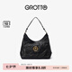 GROTTO個(gè)樂經(jīng)典黑石hobo包大小號(hào)植鞣綿羊皮腋下單肩斜挎軟包七夕禮物 經(jīng)典黑 金標(biāo)L