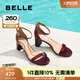 百麗（Belle）復(fù)古一字帶涼鞋女商場同款優(yōu)雅高跟涼鞋D8V1DBY5 酒紅 38 (240mm)
