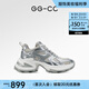 GG-CC【硬核實力派】2024年潮酷百搭老爹鞋女厚底休閑運動鞋子G24U2117 銀色 皮面 36