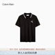 Calvin Klein【液氨棉】Jeans夏季男士休閑ck鑲邊翻領(lǐng)修身短袖POLO衫J324245 BEH-黑色 S