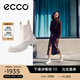 愛(ài)步（ECCO）切爾西靴女 女士百搭厚底增高牛皮靴 革新214793 HL 砂礫灰/灰白色21479361068 36