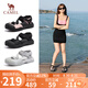 駱駝（CAMEL）戶外涼鞋女丑萌沁涼版撞色厚底涼鞋 L25M076016 粉/黑 37 