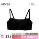 ubras新品舒服蕾無(wú)尺碼低領(lǐng)布丁杯背勾性感蕾絲防竄文胸女士?jī)?nèi)衣黑色