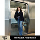 ELLE【巴黎格調】90白鴨絨針織披肩保暖外套女25冬新款短款羽絨服 藏青【披肩款】 M