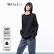 MO&Co.【綿羊毛×牦牛絨】毛衣連衣裙氣質(zhì)高端裙子附裝飾領(lǐng)女 炭黑色 S 160