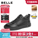 百麗（Belle）男鞋加絨休閑板鞋一腳蹬板鞋商場(chǎng)同款牛皮運(yùn)動(dòng)板鞋8MT01DM4 黑色-絨里 38 (240mm)