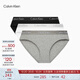 Calvin Klein內衣女士三條裝經(jīng)典提花腰邊ck舒適棉質(zhì)微彈性感比基尼三角內褲女 MP1-太空黑/椰青灰/月光白 3條 M 尺碼偏大，建議拍小一碼