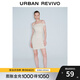 UR秋季新款女裝都市通勤褶皺一字領(lǐng)露肩連衣裙UWG740163 淺卡其 XL