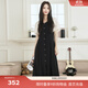 伊芙麗（eifini）伊芙麗法式優(yōu)雅氣質(zhì)假兩件拼接收腰掛脖連衣裙2024夏裝新款小黑裙 黑色 S 80-100斤