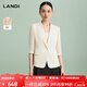 藍(lán)地（LANDI）[馥郁米白]LANDI高級(jí)感提花醋酸西裝外套女七分袖上衣夏新品 米色 L