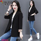 啄木鳥(niǎo)2025新款春秋季小西裝外套女休閑氣質(zhì)薄款小個(gè)子西服高檔女 黑色 2XL 【120-130斤】
