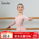 三沙（Sansha）兒童長(cháng)袖裙連體服雪紡V領(lǐng)蕾絲芭蕾舞服練功表演服51AF0002淺粉XL