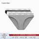 Calvin Klein內衣女士三條裝提花腰邊ck莫代爾混紡性感純色比基尼三角內褲女 MP1-太空黑/椰青灰/月光白 3條 M