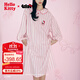 野獸派家居（tbh）三麗鷗Hello Kitty天絲棉家居睡裙四季可外穿長(cháng)袖睡衣女 天絲棉長(cháng)款家居裙 粉紅條紋 M