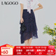 LAGOGO拉谷谷雪紡碎花半身裙女春夏季新款高腰不規則 混色(Y0) S 155/36