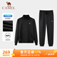 駱駝（CAMEL）運(yùn)動套裝男立領(lǐng)長袖兩件套休閑運(yùn)動服 7C1226L5464 幻影黑 XXL