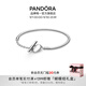 潘多拉（PANDORA）傾心扣手鏈925銀簡(jiǎn)約時(shí)尚素鏈diy教師節禮物 925銀心形丁字扣蛇骨鏈手鏈 17cm
