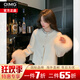 OIMG輕奢重工雙面羊毛呢外套女2025秋冬小香風(fēng)短款狐貍毛領(lǐng)毛呢大衣 奶白色僅袖口毛 S 均碼