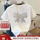 絲柏舍套頭T恤2025夏裝新款女裝文藝蝴蝶結(jié)圓領(lǐng)短袖落肩袖上衣
