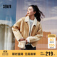 森馬（Semir）外套女冬季斜挎包分割仿麂皮仿羊羔毛2025巴恩風(fēng)夾克109725108022