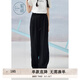 紫涵（ZIHAN）紫涵直筒褲女夏季萊賽爾通勤百搭垂感柔順寬松休閑褲 黑色 L