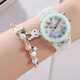 新款日韓流行手鏈發(fā)光手表角落生物七彩閃光石英手表加兔子手鏈 綠色手表＋手鏈