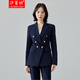 汐蔓嬌職業(yè)西裝套裝外套女裝秋冬款大學(xué)生面試正裝高級感小個(gè)子職場(chǎng)西服 藏青色西裝 L 碼(重100-115)