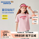 Skechers斯凱奇男女童純棉短袖T恤衫兒童夏季寬松透氣運動上衣L225K055