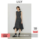 LILY2025秋新款格雷系氣質(zhì)蝴蝶結(jié)圓領(lǐng)收腰通勤無袖連衣裙女背心裙 501灰色 S