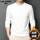 利郎男裝圓領(lǐng)長(cháng)袖t恤秋冬季內搭男士加絨加厚保暖體恤打底衫 6512白色【加絨】 加厚 3XL 185