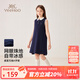 英氏（YEEHOO）女童連衣裙兒童裙子夏季時(shí)尚學(xué)院風(fēng)背心裙夏裝新款百搭中大童裝 盛夏學(xué)院深藍 【涼感透氣】 165