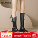 達芙妮長(cháng)筒靴子女鞋冬季加絨2025新款秋季高筒騎士長(cháng)靴百搭