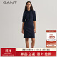 GANT/甘特中長(cháng)裙多巴胺秋冬新款女士時(shí)尚五分袖Polo領(lǐng)隱藏扣連衣裙 433夜藍色 M