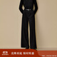 茵曼復古分割毛呢闊腿褲2025冬季女裝新款休閑黑色長(cháng)褲 黑色 26