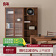 良年（LIANGNIAN）黑胡桃木書柜實木書架北歐手辦展示柜落地翻門儲物置物柜 雙開門無抽屜【長虹玻璃款】