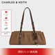 CHARLES&KEITH25冬新品絨面包掛腋下法棍包餃子包CK2-30671819-1 Mocha Brown摩卡棕 M