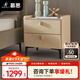 慕思（de RUCCI）床頭柜 簡(jiǎn)約臥室家具巖板儲物柜皮質(zhì)軟包收納柜抽屜柜子 米黃色-巖板皮質(zhì)床頭柜 510*420*505mm