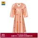愛慕集團(tuán)旗下皇錦睡衣家居服女士100%桑蠶絲V領(lǐng)長(zhǎng)袖長(zhǎng)裙真絲睡裙 淺橘色 S